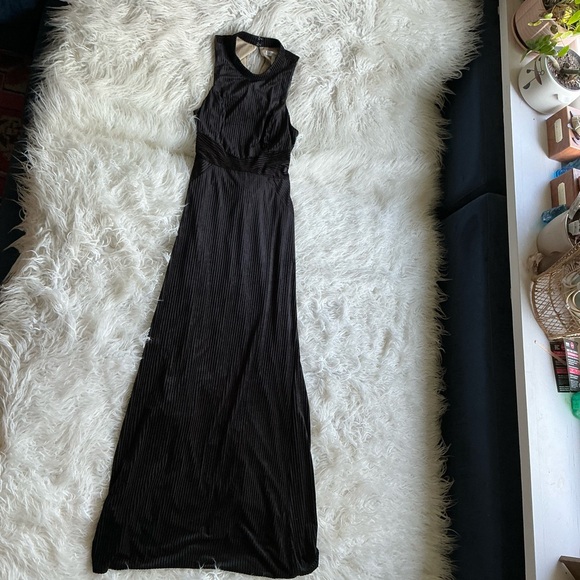 bcbgeneration velvet stripe black dress‎ halter - Picture 1 of 5